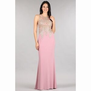 BLUSH Gold Sleeveless Sexy Dress